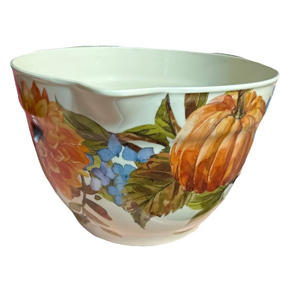 Melamine Harvest Fall Pumpkins Thanksgiving Farmhouse Melamine Mixing Bowl Spout
